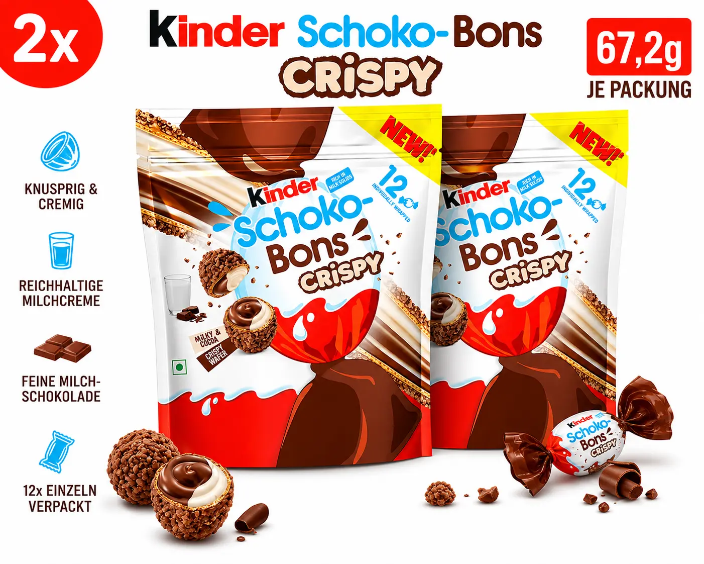 1 2 x Kinder Schoko-Bons Crispy à 67,2 g – Bild 1