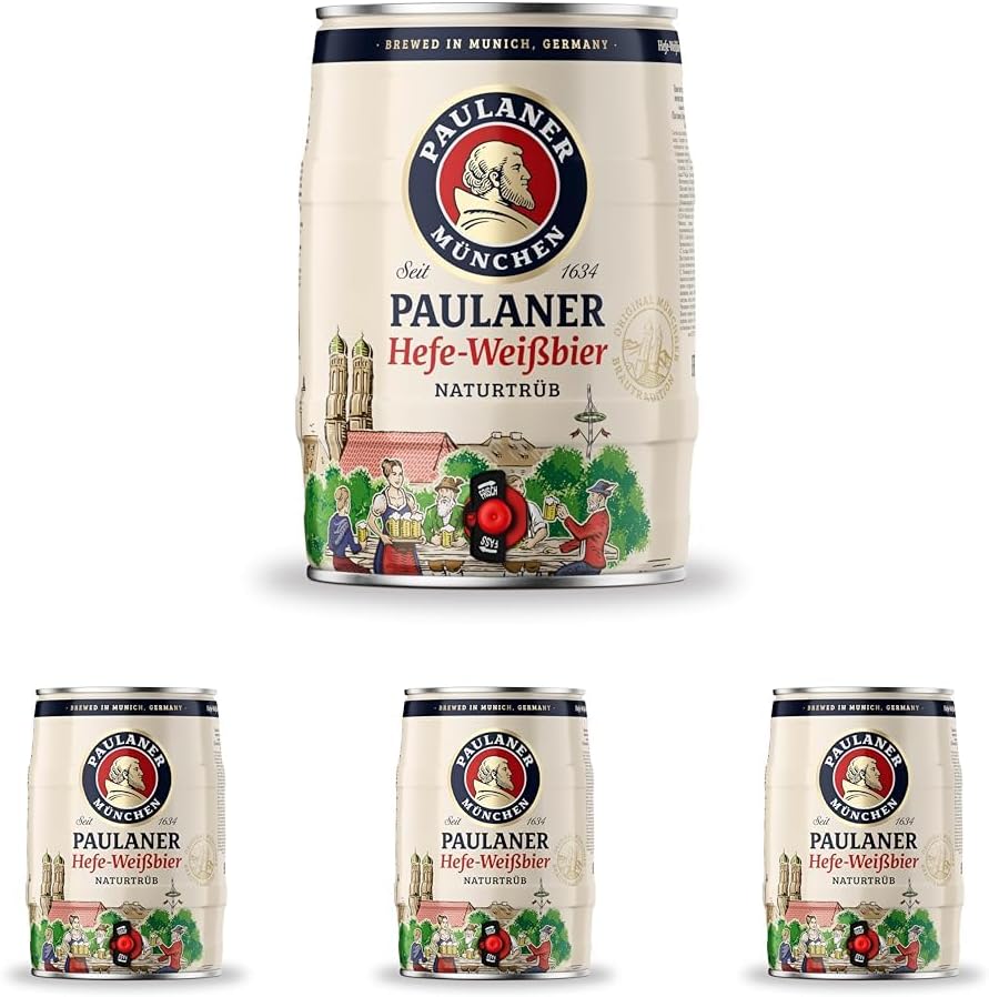 1 Paulaner Hefe-Weißbier Naturtrüb Partyfass•Weizenbier spritzig-mild•DOSE (1x5l) (Packung mit 4) – Bild 1