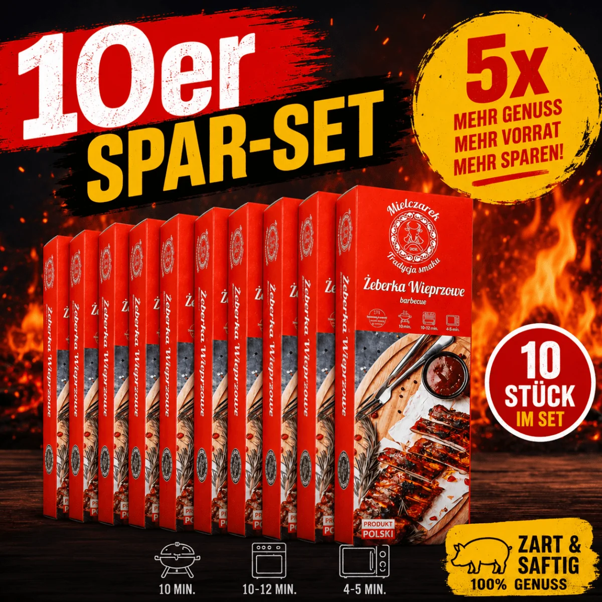 1 BBQ Rippchen Żeberko wieprzowe Barbecue 10 × 500g (5kg) - Mielczarek – Bild 1